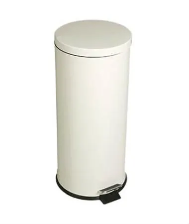 Lixeira com pedal, aço pintado de branco, com balde interno à prova de vazamento, 30,3 L