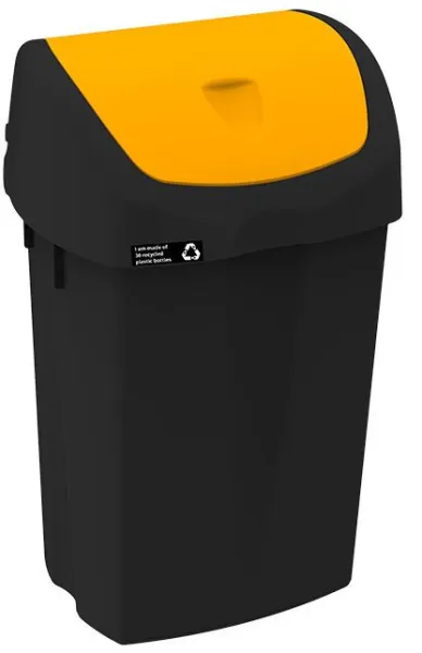 Lixeira NRW com tampa basculante amarela, sustentável, 25 L