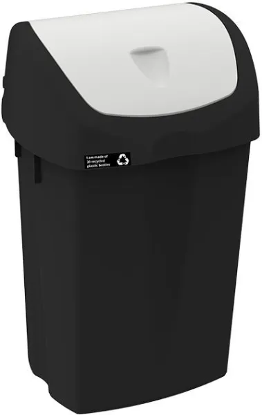 Lixeira NRW com tampa basculante branca, sustentável, 25 L