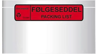 Docustick Standard bolsa de guia de remessa autoadesiva c/ impressão C65 225 mm x 122 mm