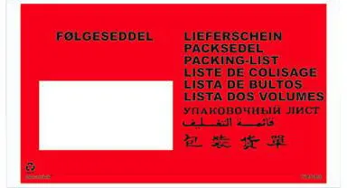 Bolso de guia de remessa Docustick com impressão em 10 idiomas C65 225 mm x 122 mm